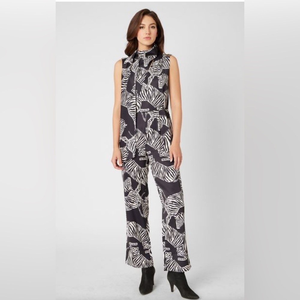 Adrienne Landau Jumpsuit - Black and White Zebra Print
